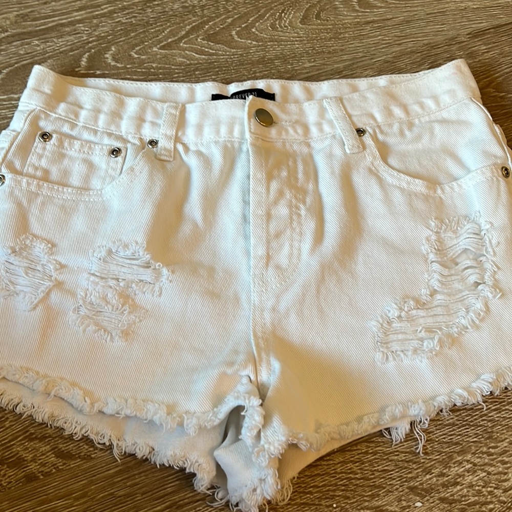 White jean shorts